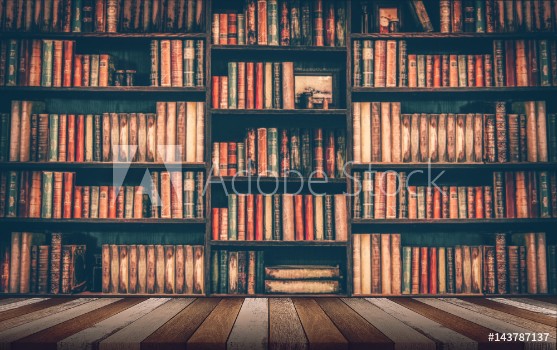 Picture of Blurred Image many old books on bookshelf in library